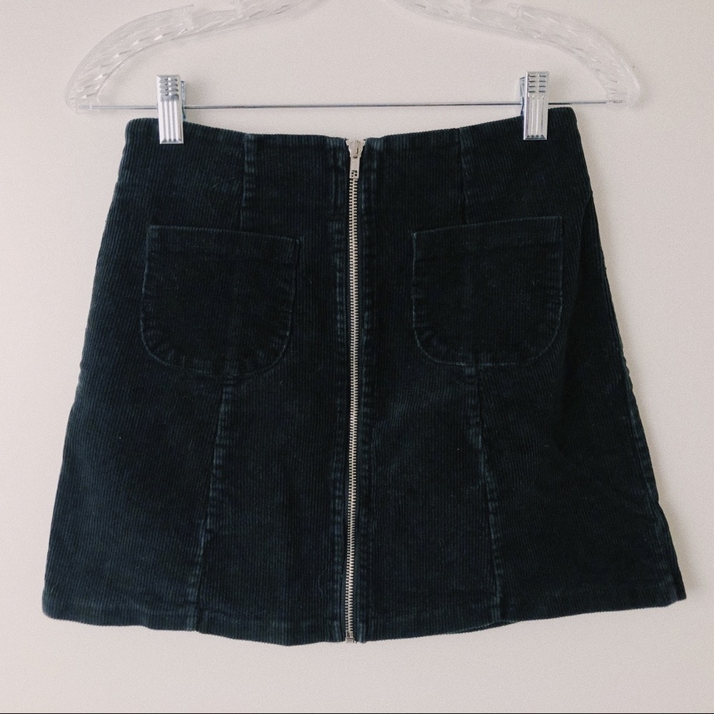 Brandy Melville black corduroy zip-front skirt
